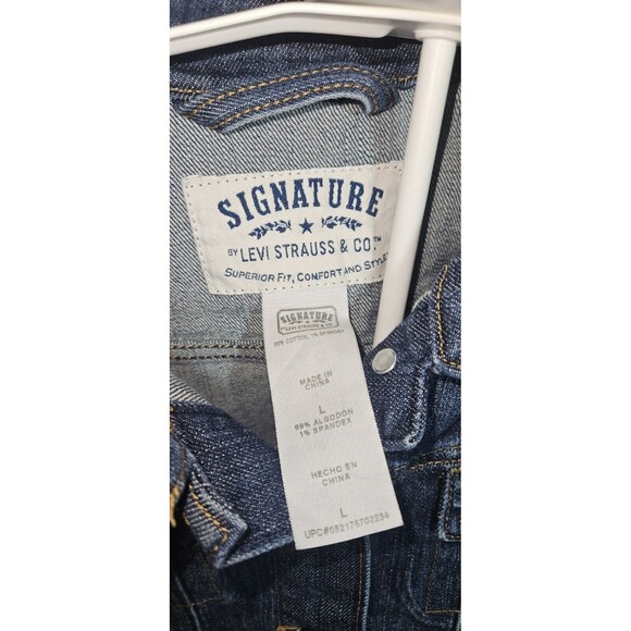 Levis Signature Girls Size Large Jean Jacket Dark Wash Gold Buttons - Picture 6 of 6